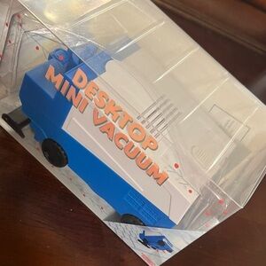 Blue and White Desktop Mini Vacuum
